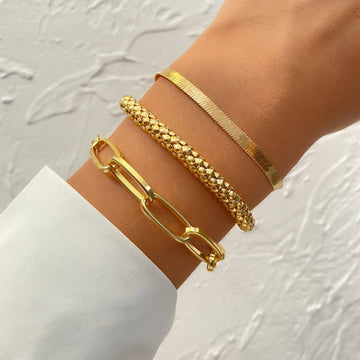 3pc Chunky & Elegant Bracelet Stack