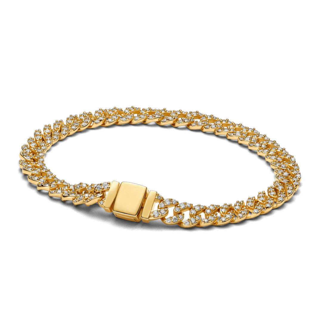 Pavé Cuban Armband | Gold