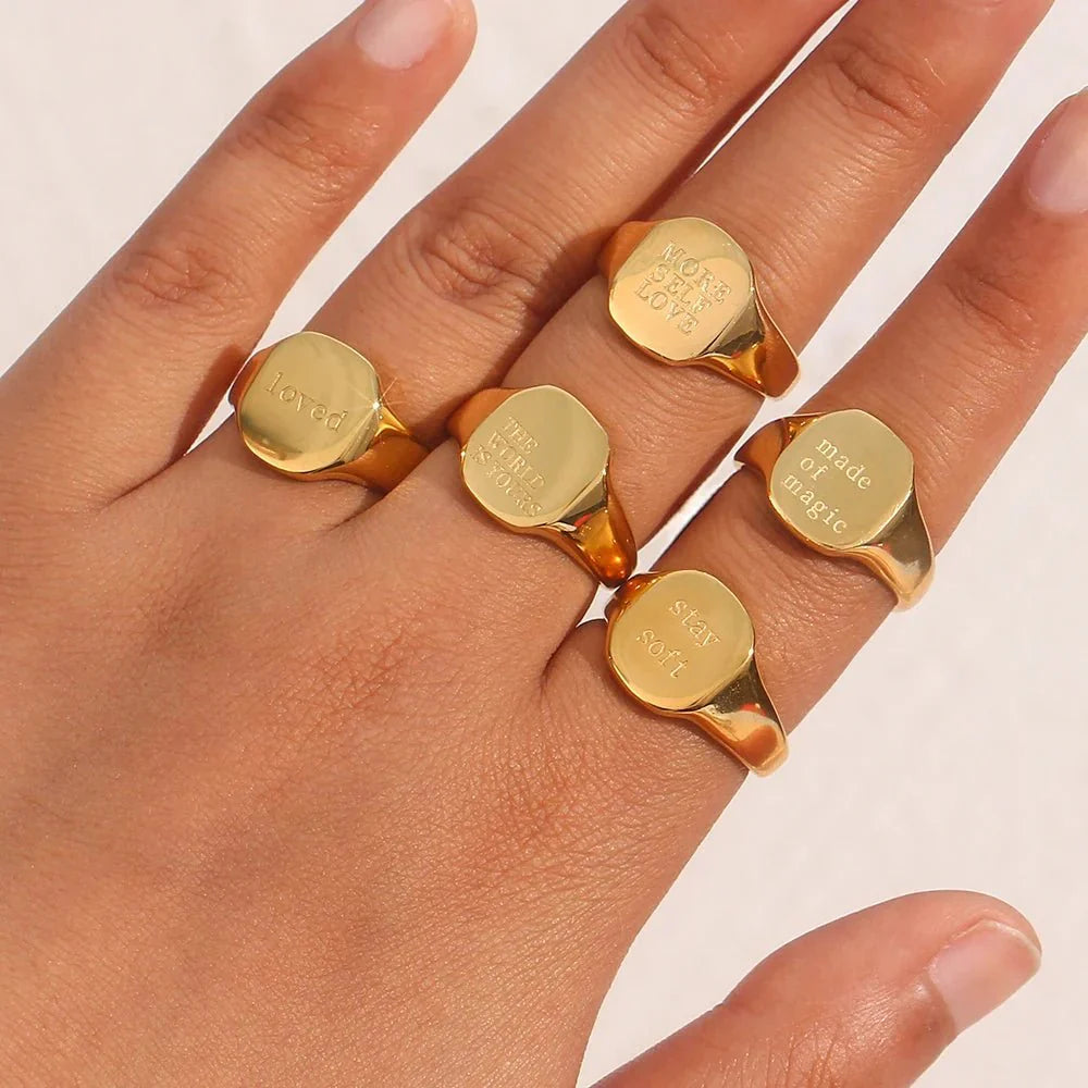 Positive Affirmation Engraved Rings